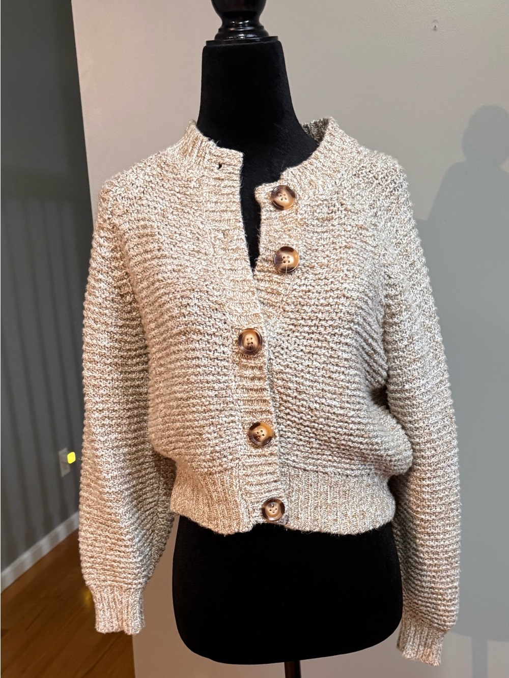 Universal Thread Cream Chunky Button-Up Cardigan